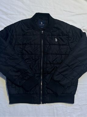 U.S. Polo Assn. Men’s Black Quilted Bomber Jacket with Embroidered Logo